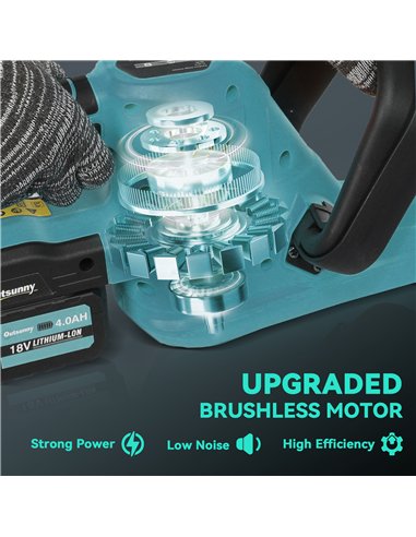 Outsunny Cordless Hedge Trimmer, Electric Hedge Cutter with 51cm Blade, Brushless Motor and 2 Batteries for Branches, Shrubs, Tw
