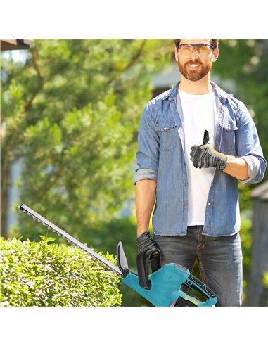 Outsunny Cordless Hedge Trimmer, Electric Hedge Cutter with 51cm Blade, Brushless Motor and 2 Batteries for Branches, Shrubs, Tw