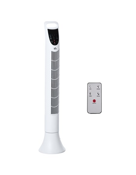 Homcom 36'' Oscillation Tower Fan with 3 Speed, 3 Mode, 7.5h Timer, LED Panel, Remote Controller, White - pic 16385 | FastDaddyshop