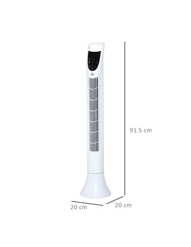 Homcom 36'' Oscillation Tower Fan with 3 Speed, 3 Mode, 7.5h Timer, LED Panel, Remote Controller, White