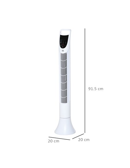 Homcom 36'' Oscillation Tower Fan with 3 Speed, 3 Mode, 7.5h Timer, LED Panel, Remote Controller, White - pic 16386 | FastDaddyshop