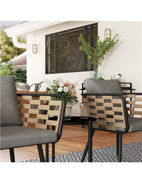 Outsunny 3 Pieces Rattan Bistro Set with Washable Seat and Back Cushions, Glass Top Coffee Table, for Outdoor, Patio, Black - pic 163863 | FastDaddyshop