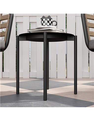 Outsunny 3 Pieces Rattan Bistro Set with Washable Seat and Back Cushions, Glass Top Coffee Table, for Outdoor, Patio, Black