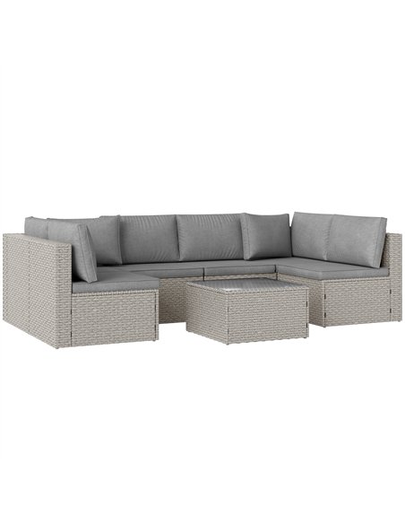 Outsunny Seven-Piece Modular Rattan Set - Grey - pic 163865 | FastDaddyshop