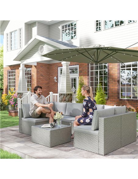 Outsunny Seven-Piece Modular Rattan Set - Grey - pic 163866 | FastDaddyshop