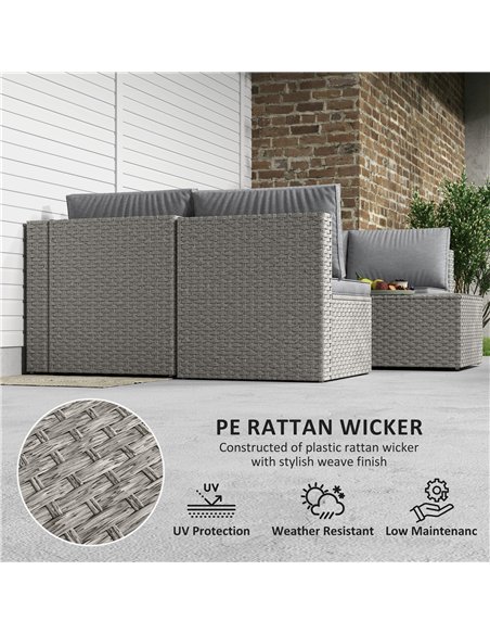 Outsunny Seven-Piece Modular Rattan Set - Grey - pic 163869 | FastDaddyshop