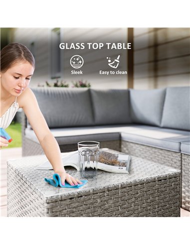 Outsunny Seven-Piece Modular Rattan Set - Grey
