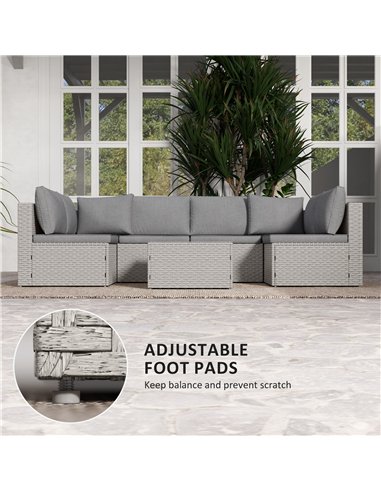 Outsunny Seven-Piece Modular Rattan Set - Grey