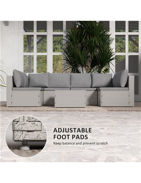 Outsunny Seven-Piece Modular Rattan Set - Grey - pic 163872 | FastDaddyshop