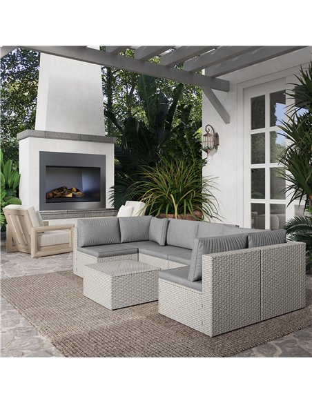 Outsunny Seven-Piece Modular Rattan Set - Grey - pic 163873 | FastDaddyshop
