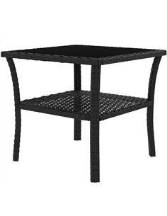 Outsunny Two-tier PE Rattan Square Coffee Table - Black