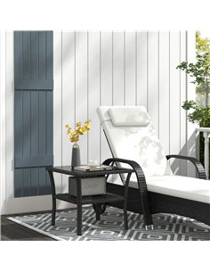 Outsunny Two-tier PE Rattan Square Coffee Table - Black 2