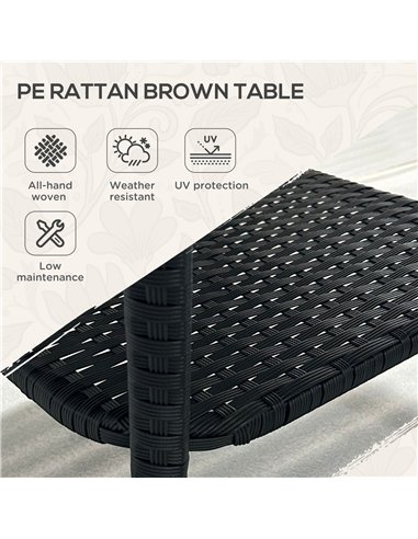 Outsunny Two-tier PE Rattan Square Coffee Table - Black