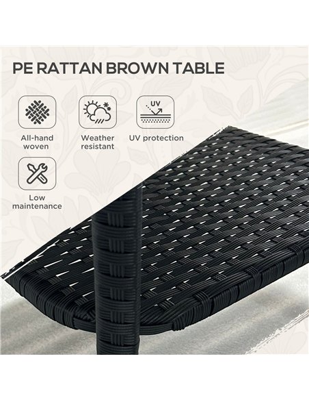 Outsunny Two-tier PE Rattan Square Coffee Table - Black - pic 163877 | FastDaddyshop