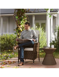 Outsunny 105°-150° Reclining Rattan Chair - Cream 2