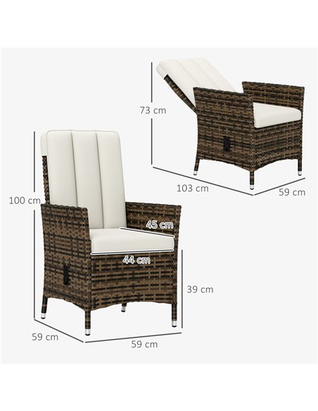 Outsunny 105°-150° Reclining Rattan Chair - Cream - pic 163885 | FastDaddyshop