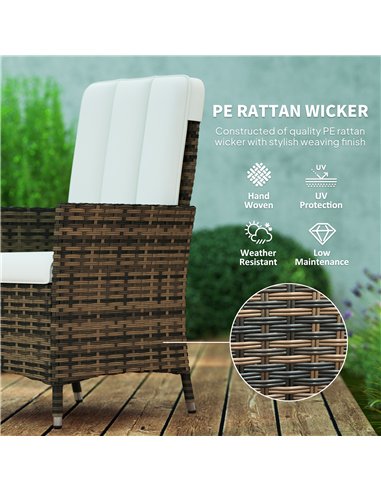 Outsunny 105°-150° Reclining Rattan Chair - Cream