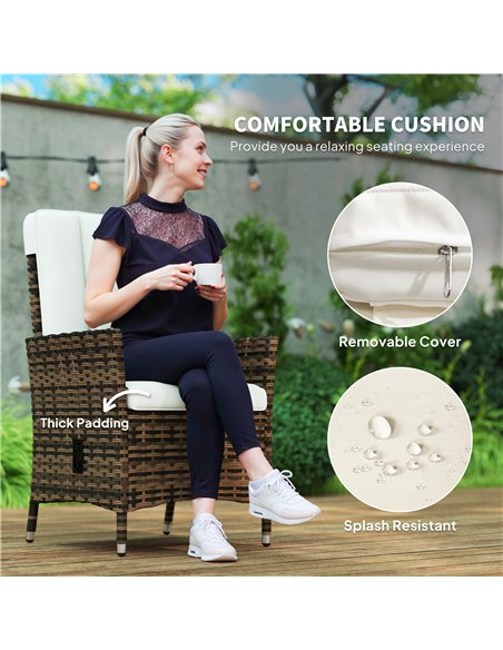 Outsunny 105°-150° Reclining Rattan Chair - Cream - pic 163888 | FastDaddyshop