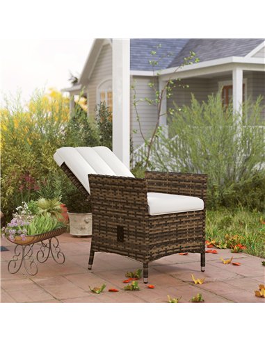 Outsunny 105°-150° Reclining Rattan Chair - Cream