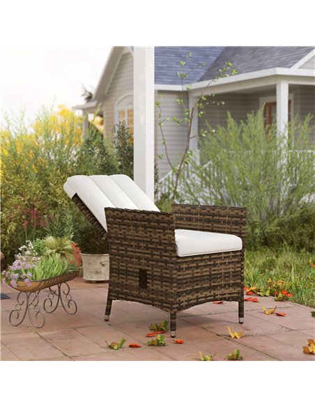 Outsunny 105°-150° Reclining Rattan Chair - Cream - pic 163891 | FastDaddyshop