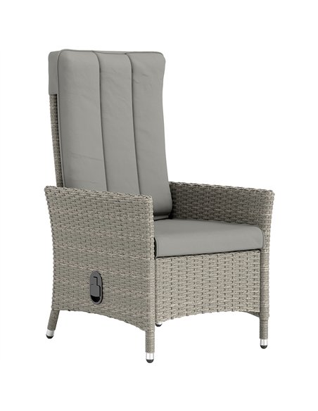 Outsunny 105°-150° Reclining Rattan Chair - Grey - pic 163892 | FastDaddyshop