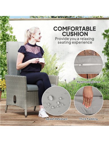 Outsunny 105°-150° Reclining Rattan Chair - Grey