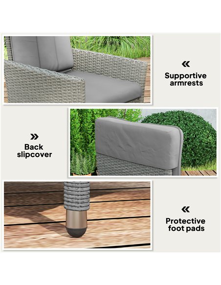 Outsunny 105°-150° Reclining Rattan Chair - Grey - pic 163898 | FastDaddyshop