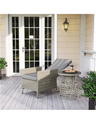 Outsunny 105°-150° Reclining Rattan Chair - Grey