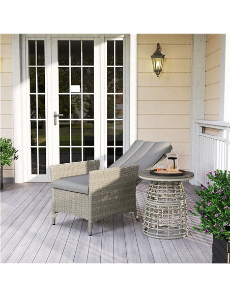 Outsunny 105°-150° Reclining Rattan Chair - Grey - pic 163899 | FastDaddyshop