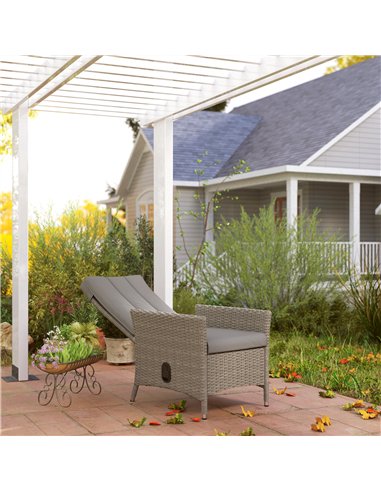 Outsunny 105°-150° Reclining Rattan Chair - Grey