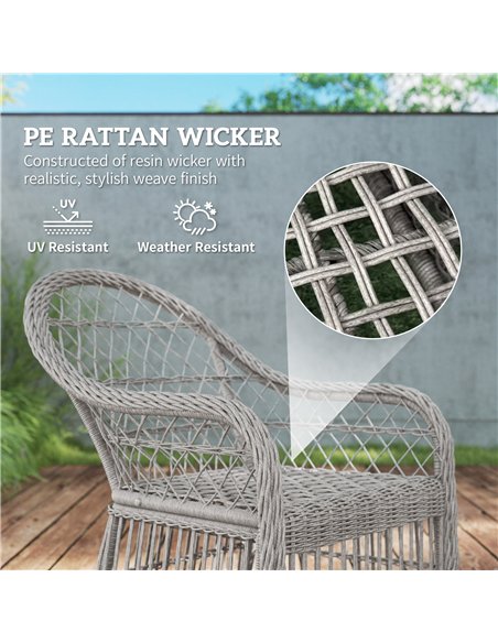 Outsunny Rattan Dining Set with Seat and Back Cushions, 6 Seater Garden Furniture Set with Aluminium Frame, 6 Chairs, WPC Top Re - pic 163904 | FastDaddyshop