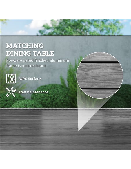 Outsunny Rattan Dining Set with Seat and Back Cushions, 6 Seater Garden Furniture Set with Aluminium Frame, 6 Chairs, WPC Top Re - pic 163907 | FastDaddyshop
