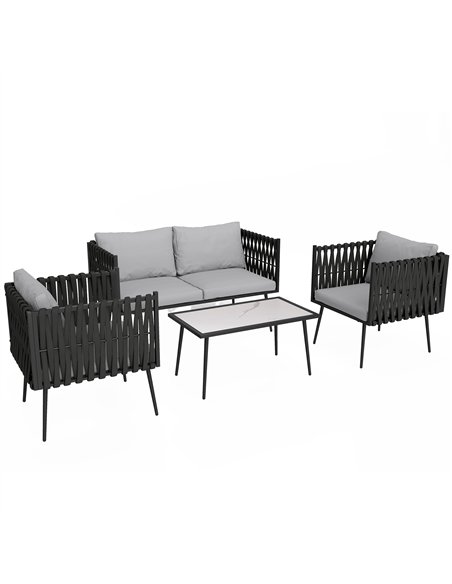 Outsunny 4-Piece Garden Furniture Set with Cushions - Light Grey - pic 163910 | FastDaddyshop