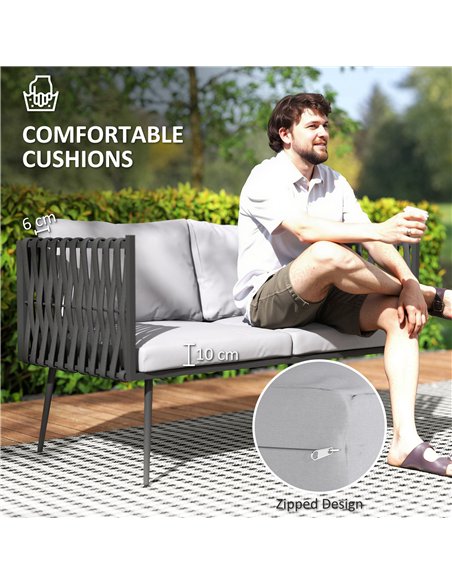 Outsunny 4-Piece Garden Furniture Set with Cushions - Light Grey - pic 163914 | FastDaddyshop