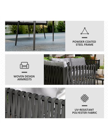 Outsunny 4-Piece Garden Furniture Set with Cushions - Light Grey