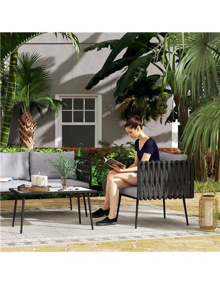 Outsunny 4-Piece Garden Furniture Set with Cushions - Light Grey - pic 163918 | FastDaddyshop