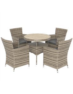 Outsunny Five-Piece Rattan Garden Set, with Two-Tier Table - Grey