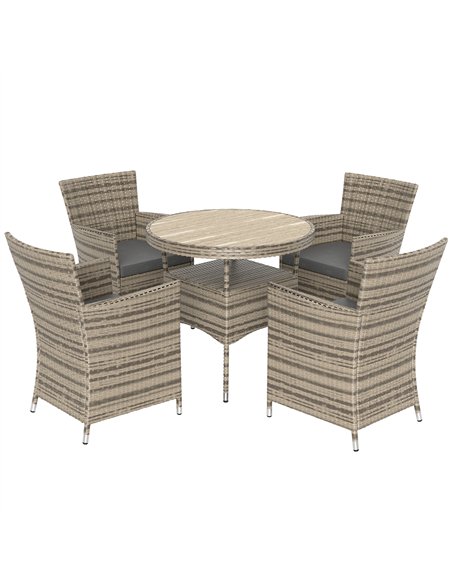 Outsunny Five-Piece Rattan Garden Set, with Two-Tier Table - Grey - pic 163928 | FastDaddyshop