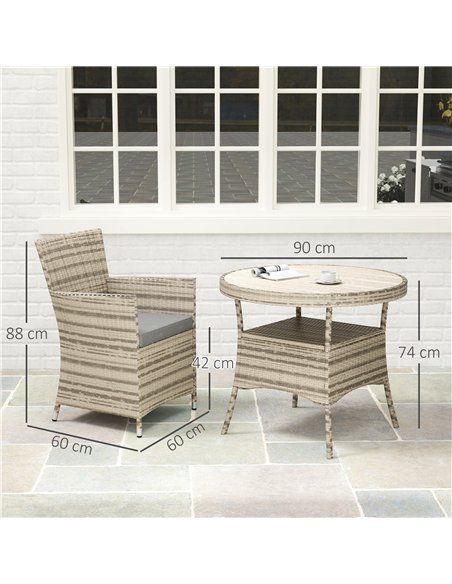 Outsunny Five-Piece Rattan Garden Set, with Two-Tier Table - Grey - pic 163930 | FastDaddyshop