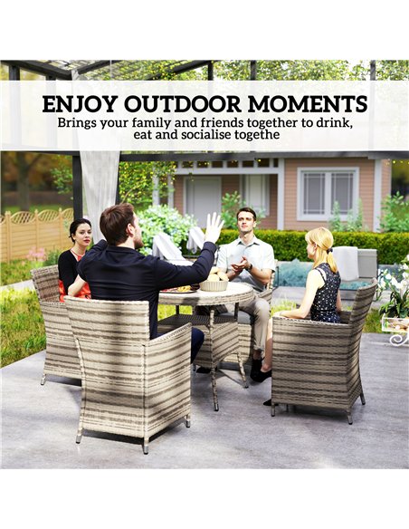 Outsunny Five-Piece Rattan Garden Set, with Two-Tier Table - Grey - pic 163931 | FastDaddyshop