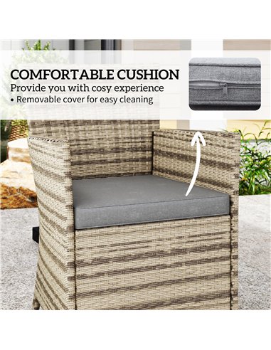 Outsunny Five-Piece Rattan Garden Set, with Two-Tier Table - Grey