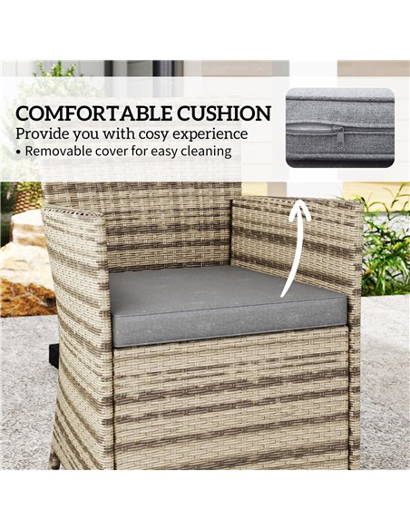 Outsunny Five-Piece Rattan Garden Set, with Two-Tier Table - Grey - pic 163933 | FastDaddyshop