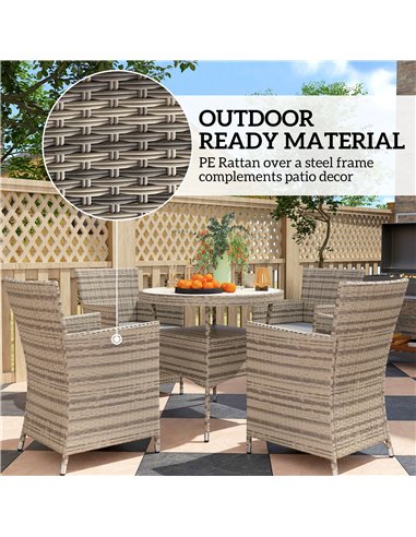 Outsunny Five-Piece Rattan Garden Set, with Two-Tier Table - Grey