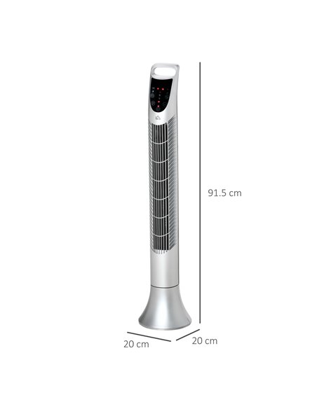 Homcom 36'' Oscillation Tower Fan with 3 Speed, 3 Mode, 7.5h Timer, LED Panel, Remote Controller, Silver - pic 16394 | FastDaddyshop