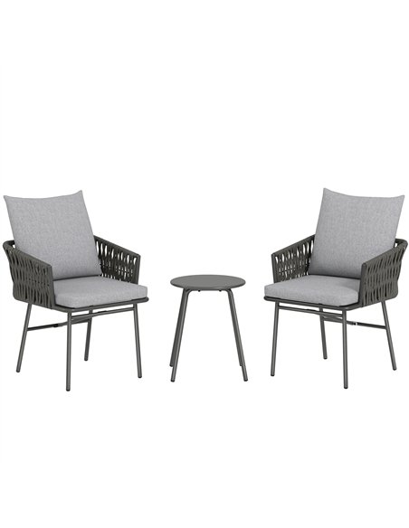 Outsunny 3-Piece Rattan Bistro Set, Garden Table and Chairs with 4 Cushions, Patio Rattan Conversation Furniture Set for Balcony - pic 163946 | FastDaddyshop