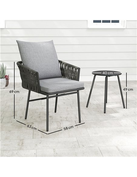Outsunny 3-Piece Rattan Bistro Set, Garden Table and Chairs with 4 Cushions, Patio Rattan Conversation Furniture Set for Balcony - pic 163948 | FastDaddyshop