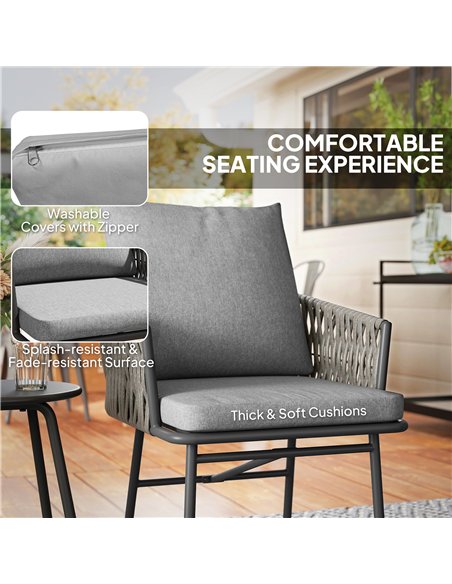 Outsunny 3-Piece Rattan Bistro Set, Garden Table and Chairs with 4 Cushions, Patio Rattan Conversation Furniture Set for Balcony - pic 163950 | FastDaddyshop