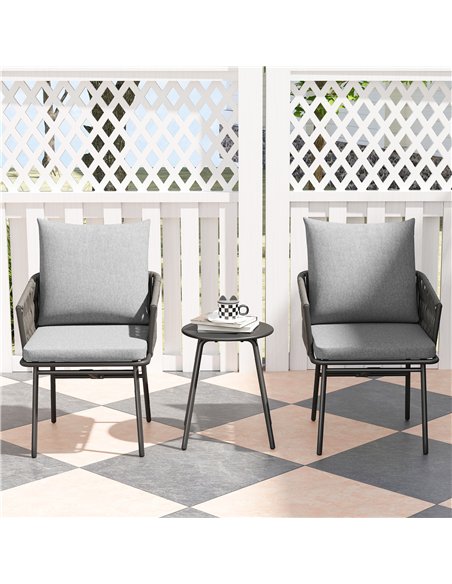 Outsunny 3-Piece Rattan Bistro Set, Garden Table and Chairs with 4 Cushions, Patio Rattan Conversation Furniture Set for Balcony - pic 163953 | FastDaddyshop