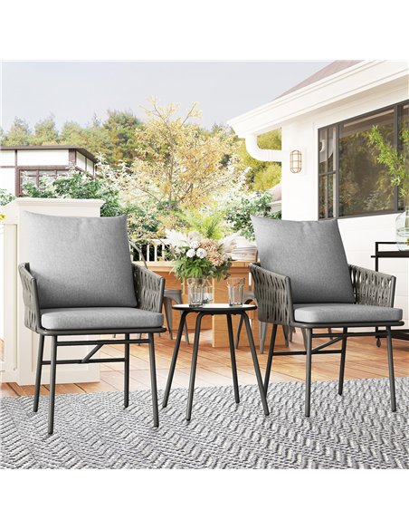 Outsunny 3-Piece Rattan Bistro Set, Garden Table and Chairs with 4 Cushions, Patio Rattan Conversation Furniture Set for Balcony - pic 163954 | FastDaddyshop