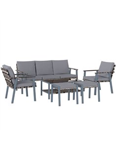 Outsunny Six-Piece Rattan Garden Sofa Set - Grey
